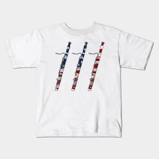 Bassoon USA Flag Bassoonist 4th July Patriotic Musician Kids T-Shirt